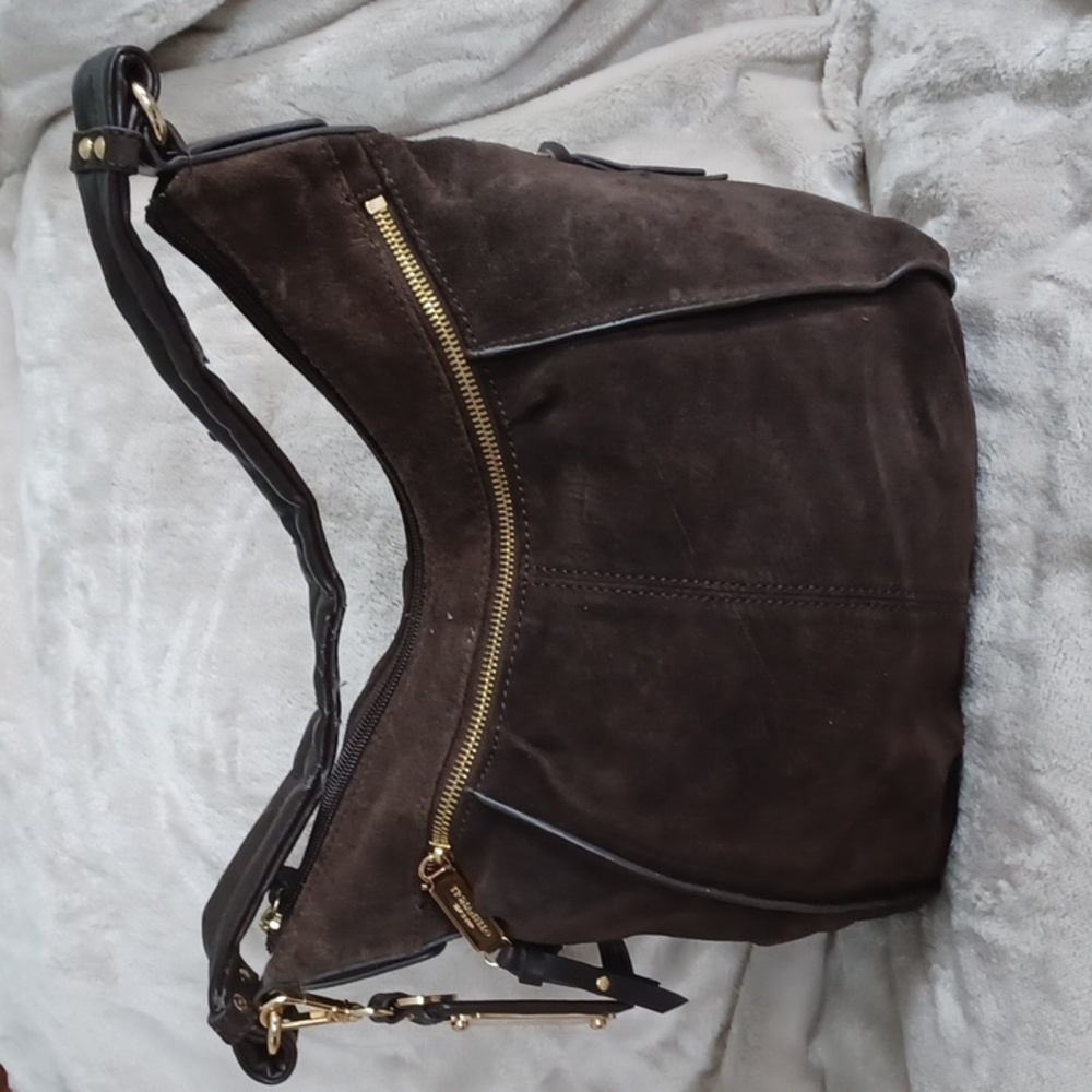 Tignanello Brown Suede Shoulder Bag